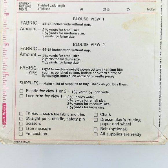 70s Simplicity Sewing Pattern 9231 Small Blouse - Picture 5 of 10